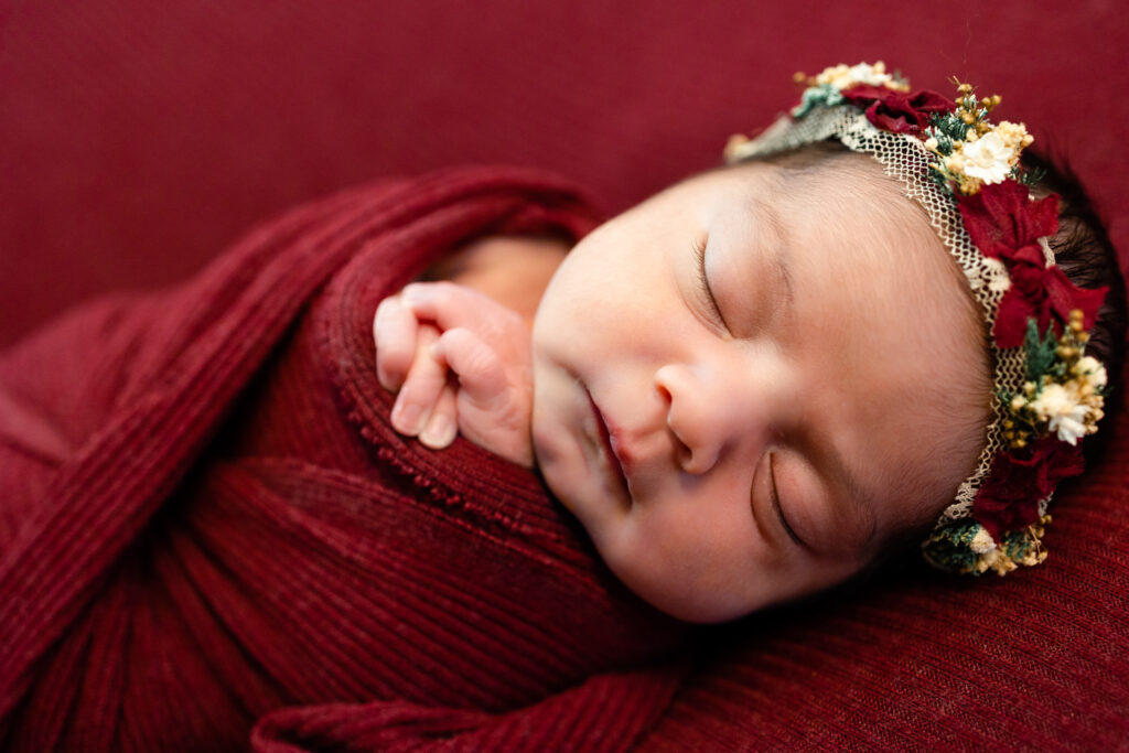 Newborn Photography using a bean bag to pose 